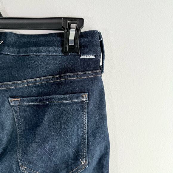 Mother Dark Wash Looker Ankle Fray Medium Rise Distressed Knee Skinny Jeans 29 - Picture 9 of 15